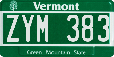 VT license plate ZYM383