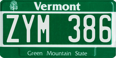 VT license plate ZYM386