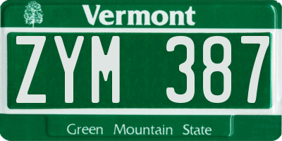 VT license plate ZYM387