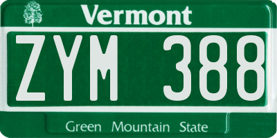 VT license plate ZYM388