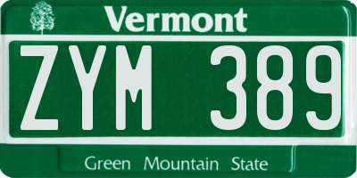 VT license plate ZYM389