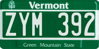 VT license plate ZYM392
