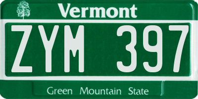 VT license plate ZYM397
