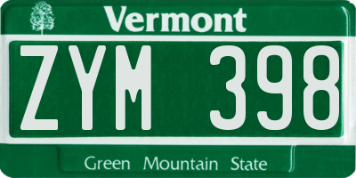 VT license plate ZYM398