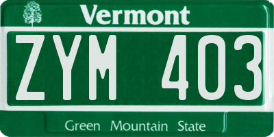 VT license plate ZYM403