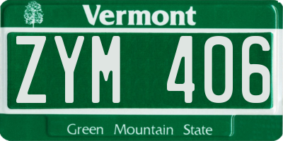 VT license plate ZYM406