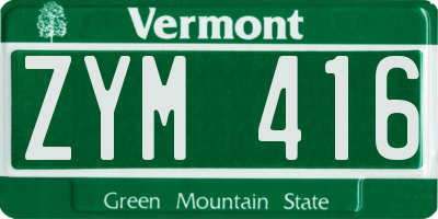 VT license plate ZYM416