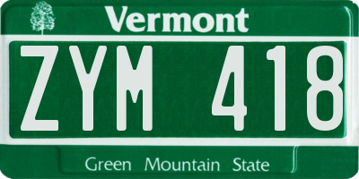 VT license plate ZYM418