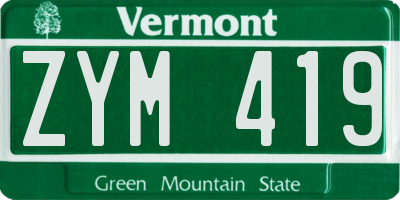 VT license plate ZYM419