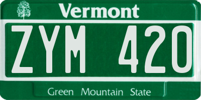 VT license plate ZYM420