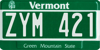 VT license plate ZYM421