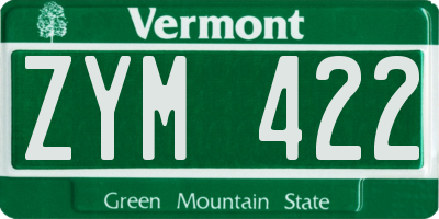 VT license plate ZYM422