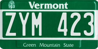 VT license plate ZYM423