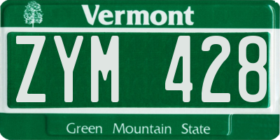 VT license plate ZYM428