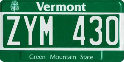 VT license plate ZYM430