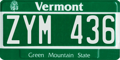 VT license plate ZYM436