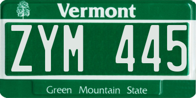 VT license plate ZYM445