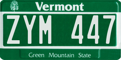 VT license plate ZYM447