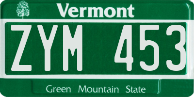 VT license plate ZYM453