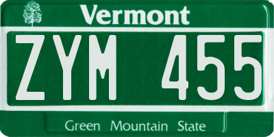 VT license plate ZYM455