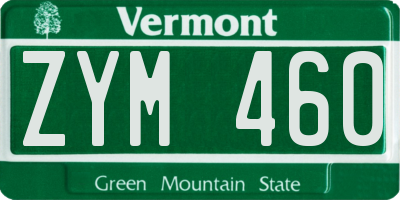 VT license plate ZYM460