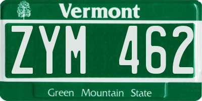 VT license plate ZYM462