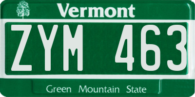 VT license plate ZYM463