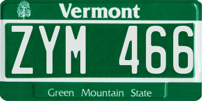 VT license plate ZYM466