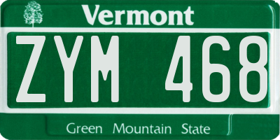 VT license plate ZYM468