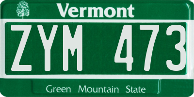 VT license plate ZYM473