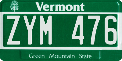 VT license plate ZYM476