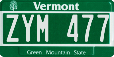 VT license plate ZYM477