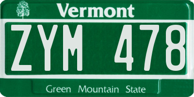 VT license plate ZYM478