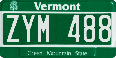 VT license plate ZYM488