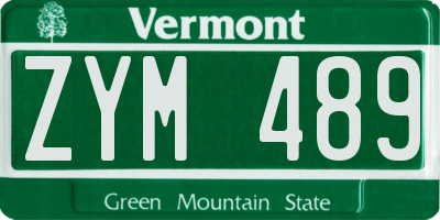 VT license plate ZYM489