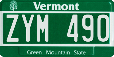 VT license plate ZYM490