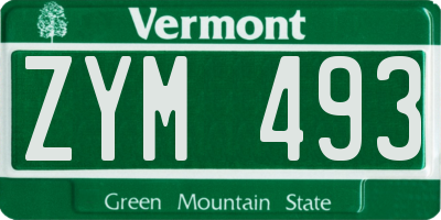 VT license plate ZYM493