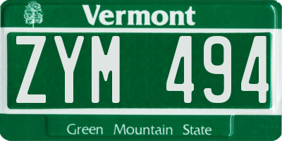 VT license plate ZYM494