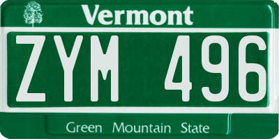 VT license plate ZYM496