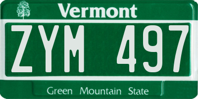 VT license plate ZYM497