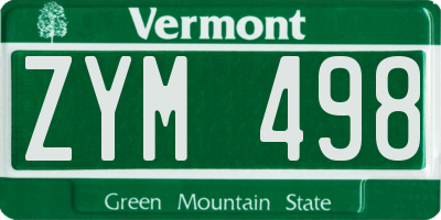 VT license plate ZYM498
