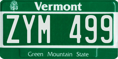 VT license plate ZYM499