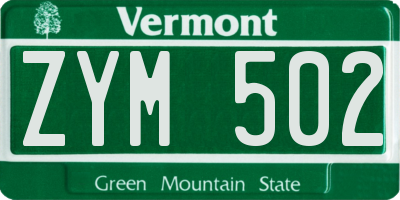 VT license plate ZYM502