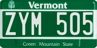 VT license plate ZYM505