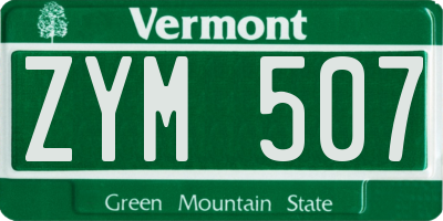 VT license plate ZYM507