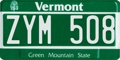 VT license plate ZYM508