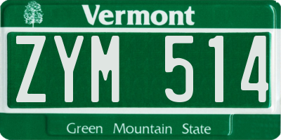 VT license plate ZYM514