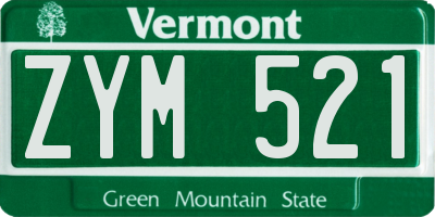 VT license plate ZYM521