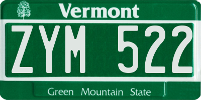 VT license plate ZYM522