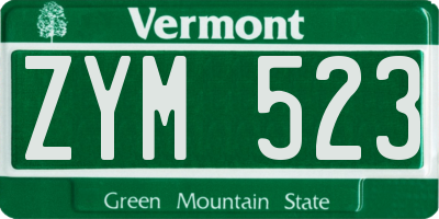 VT license plate ZYM523